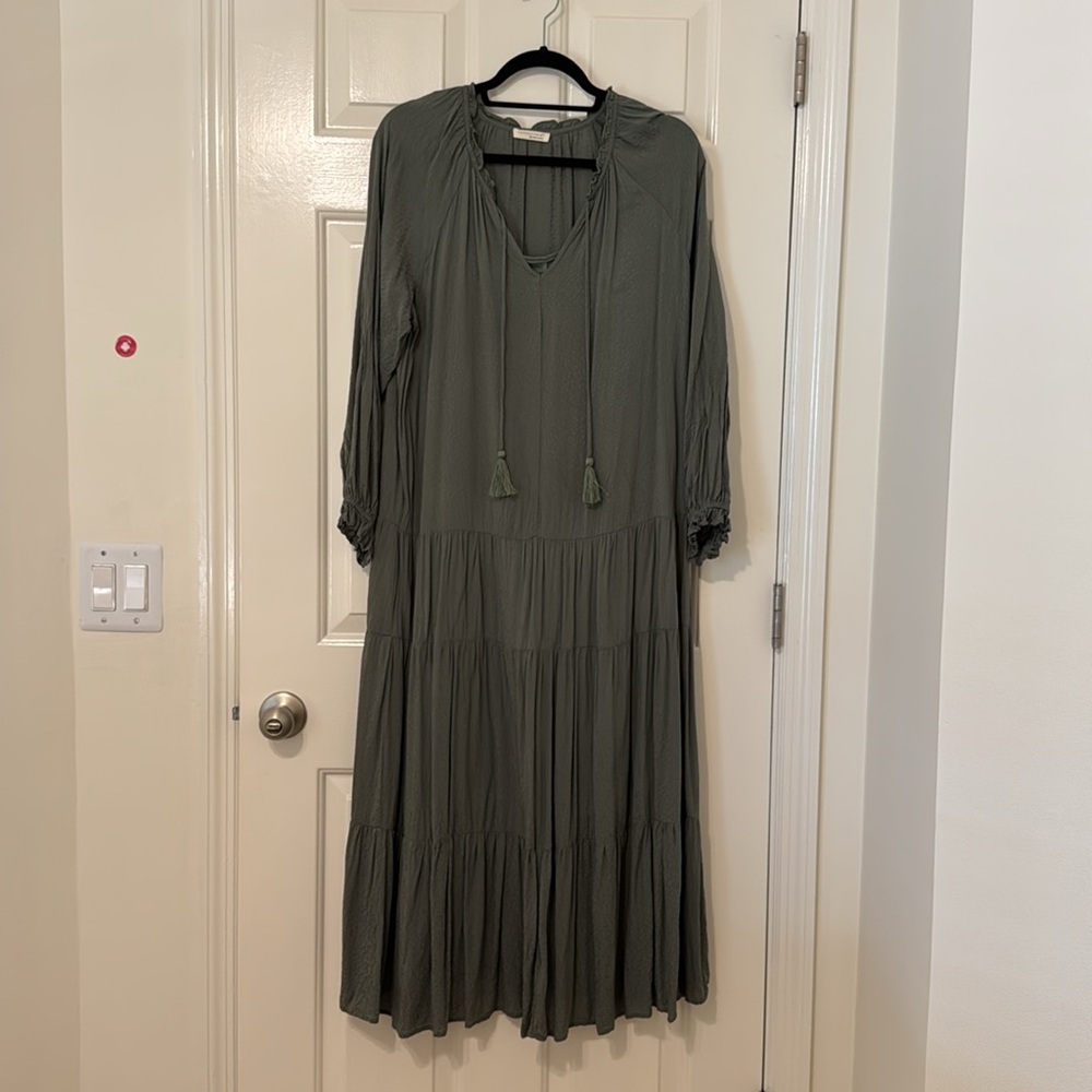 Lovestitch sage green long sleeve midi dress